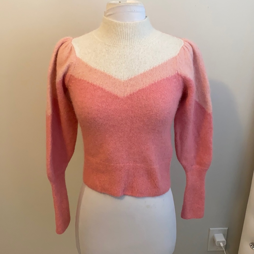 & Other Stories Pink Colorblock Alpaca Blend Sweater